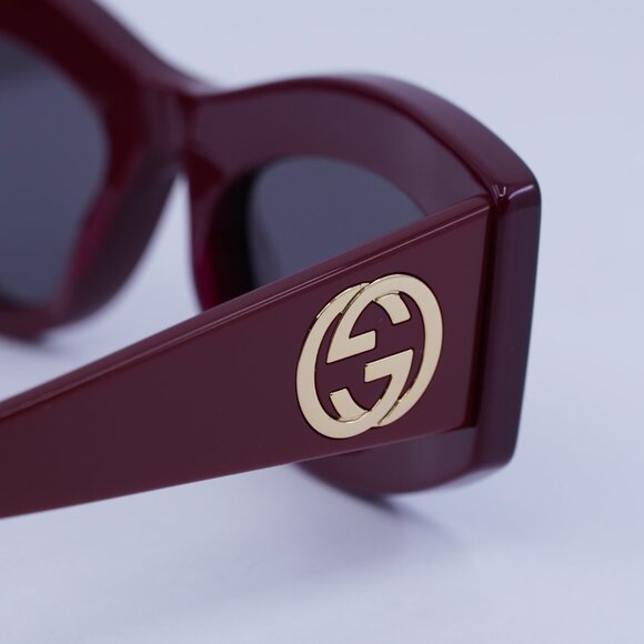 ?️ New Gucci GG1843S 006 Sunglasses - Shiny Black/Burgundy Frame, Grey Lenses main image 8